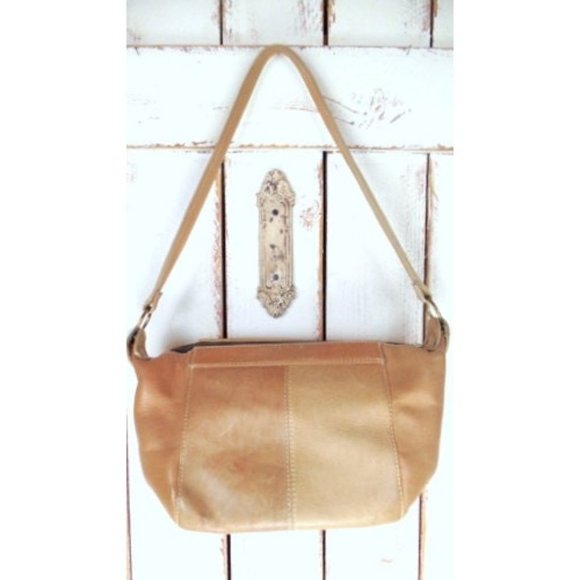 Tan brown leather shoulder purse/light brown leather hand bag - Picture 4 of 7